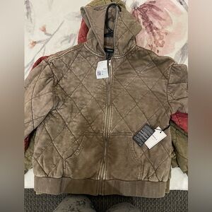 NWT Small Quilted Full Zip Bomber Hoodie